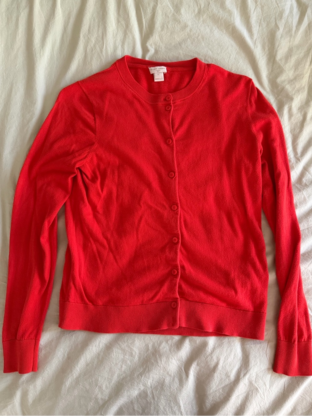 Red Women's Crewneck Button Cardigan Sweater